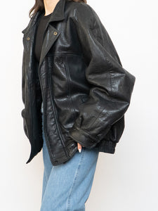 Vintage x Made in Canada x Black Pebble Leather Bomber (S-XL)