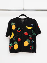Load image into Gallery viewer, Vintage x Fruit Patterned Cotton Short-sleeve Cardigan (XS-M)