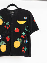 Load image into Gallery viewer, Vintage x Fruit Patterned Cotton Short-sleeve Cardigan (XS-M)