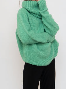 Vintage x SARA CORSI Mohair-blend Chunky Green Knit Turtleneck (XS-L)