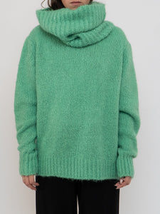 Vintage x SARA CORSI Mohair-blend Chunky Green Knit Turtleneck (XS-L)