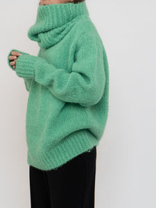 Vintage x SARA CORSI Mohair-blend Chunky Green Knit Turtleneck (XS-L)