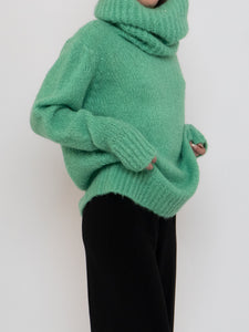 Vintage x SARA CORSI Mohair-blend Chunky Green Knit Turtleneck (XS-L)