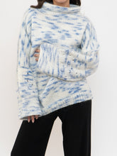Load image into Gallery viewer, Vintage x Handmade White, Blue Speckled Knit Mockneck Sweater (XS-L)