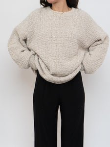 Vintage x Made in USA x Oatmeal Cotton Knit Sweater (XS-XL)