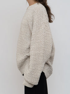 Vintage x Made in USA x Oatmeal Cotton Knit Sweater (XS-XL)