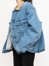 Load image into Gallery viewer, Vintage x Mid-Wash Denim Fleece Jacket (M-2XL)