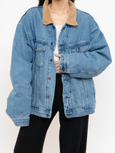 Load image into Gallery viewer, Vintage x Mid-Wash Denim Fleece Jacket (M-2XL)