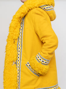 Vintage x Bright Yellow Patterned Fleece Coat (XXS-S)