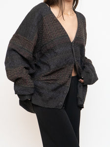 Vintage x Made in Canada x Deadstock Dark Pattered Cardigan (XS-XXL)