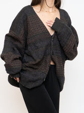 Load image into Gallery viewer, Vintage x Made in Canada x Deadstock Dark Pattered Cardigan (XS-XXL)