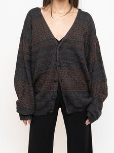 Vintage x Made in Canada x Deadstock Dark Pattered Cardigan (XS-XXL)