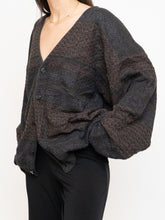 Load image into Gallery viewer, Vintage x Made in Canada x Deadstock Dark Pattered Cardigan (XS-XXL)