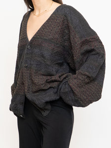 Vintage x Made in Canada x Deadstock Dark Pattered Cardigan (XS-XXL)