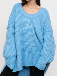 FREE PEOPLE x Blue soft Off-Shoulder Sweater Dress (M-XL)