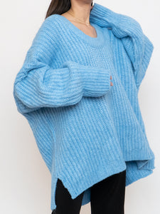 FREE PEOPLE x Blue soft Off-Shoulder Sweater Dress (M-XL)