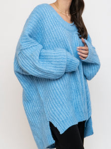 FREE PEOPLE x Blue soft Off-Shoulder Sweater Dress (M-XL)