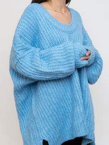 FREE PEOPLE x Blue soft Off-Shoulder Sweater Dress (M-XL)