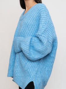 FREE PEOPLE x Blue soft Off-Shoulder Sweater Dress (M-XL)