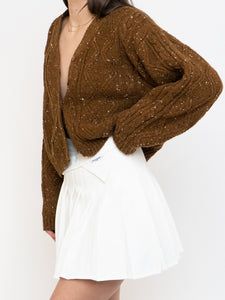 Vintage x Made in Taiwan x Brown Speckled Wool-blend Cropped Cardigan (XS-L)