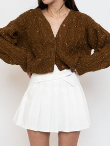 Vintage x Made in Taiwan x Brown Speckled Wool-blend Cropped Cardigan (XS-L)