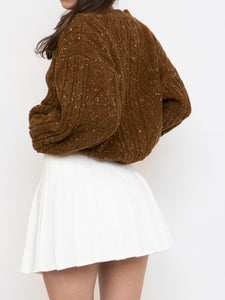 Vintage x Made in Taiwan x Brown Speckled Wool-blend Cropped Cardigan (XS-L)