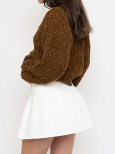 Vintage x Made in Taiwan x Brown Speckled Wool-blend Cropped Cardigan (XS-L)