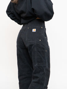 Vintage x Made in USA x CARHARTT Faded Black Double-Knees (M, L)