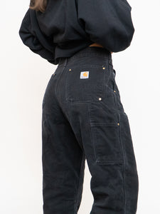 Vintage x Made in USA x CARHARTT Faded Black Double-Knees (M, L)