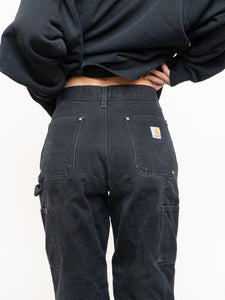 Vintage x Made in USA x CARHARTT Faded Black Double-Knees (M, L)