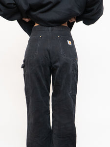 Vintage x Made in USA x CARHARTT Faded Black Double-Knees (M, L)