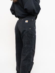 Vintage x Made in USA x CARHARTT Faded Black Double-Knees (M, L)