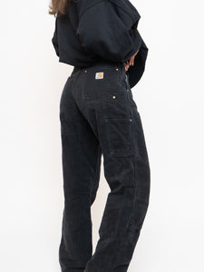 Vintage x Made in USA x CARHARTT Faded Black Double-Knees (M, L)