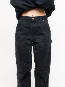 Vintage x Made in USA x CARHARTT Faded Black Double-Knees (M, L)