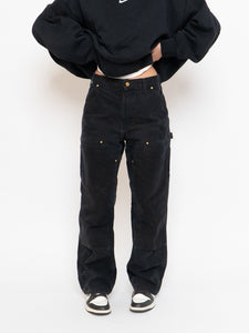 Vintage x Made in USA x CARHARTT Faded Black Double-Knees (M, L)