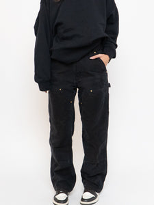 Vintage x Made in USA x CARHARTT Faded Black Double-Knees (M, L)