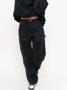 Vintage x Made in USA x CARHARTT Faded Black Double-Knees (M, L)