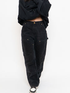 Vintage x Made in USA x CARHARTT Faded Black Double-Knees (M, L)