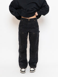 Vintage x Made in USA x CARHARTT Faded Black Double-Knees (M, L)