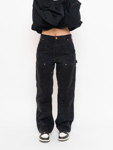 Vintage x Made in USA x CARHARTT Faded Black Double-Knees (M, L)