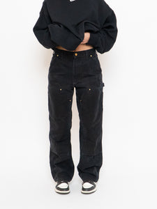 Vintage x Made in USA x CARHARTT Faded Black Double-Knees (M, L)