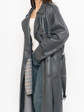Load image into Gallery viewer, Vintage x Made in Canada x Wool-Lined Grey Leather Trench (S-L)