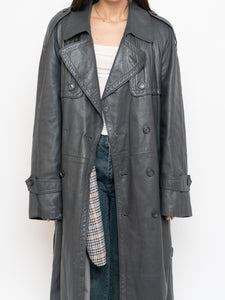 Vintage x Made in Canada x Wool-Lined Grey Leather Trench (S-L)