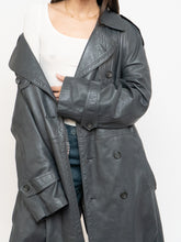 Load image into Gallery viewer, Vintage x Made in Canada x Wool-Lined Grey Leather Trench (S-L)