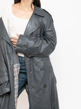 Load image into Gallery viewer, Vintage x Made in Canada x Wool-Lined Grey Leather Trench (S-L)