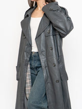 Load image into Gallery viewer, Vintage x Made in Canada x Wool-Lined Grey Leather Trench (S-L)