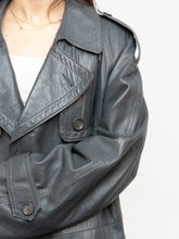 Load image into Gallery viewer, Vintage x Made in Canada x Wool-Lined Grey Leather Trench (S-L)