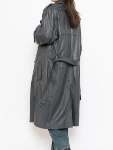 Vintage x Made in Canada x Wool-Lined Grey Leather Trench (S-L)