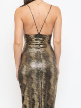 Load image into Gallery viewer, Vintage x Made in USA x MAXIM Gold Snakeskin Fitted Dress (S-M)