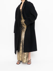 Vintage x Black Wool-Blend Long Blazer Coat (S-XL)